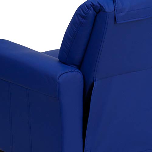 Emma + Oliver Blue Vinyl Kids Recliner With Cup Holder And Headrest #TOP5