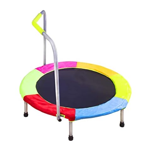 HLC 37 Inch Round Trampoline Folding Children Trampoline Exercise Rebounder with Handle Cover