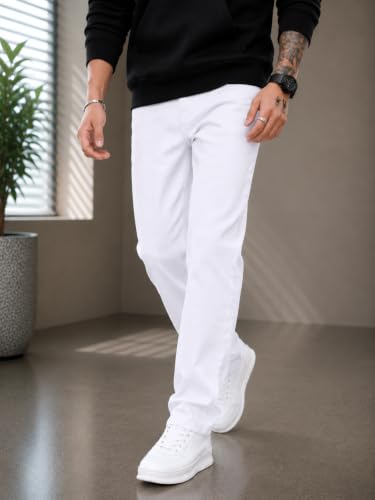 Image of Men's Comfortable Casual Denim Jeans | Men's Solid Straight Fit Jeans | Mid Rise Denim Pants | Regular Fit Stretchable Jeans