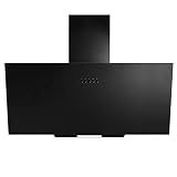 SIA 70cm Angled Cooker Hood Kitchen Extractor Fan, Black Glass, AH70BL