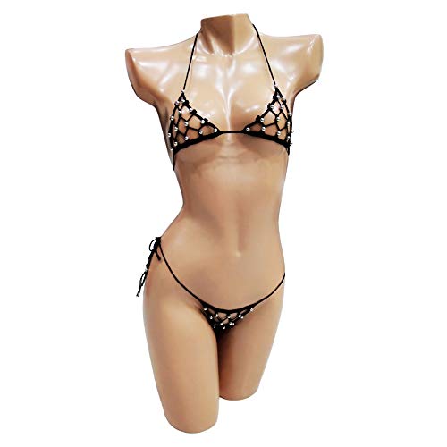 Trangscrochet Crochet Extreme Micro G-string See Through Bikinis For Women Sexy Fishnet Bikini Set