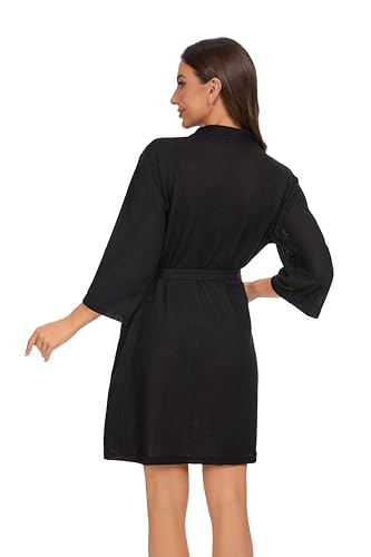 iniber Robes for Women Waffle Knit Bathrobe Soft Lightweight Knee Length Loungewear S-XXL4