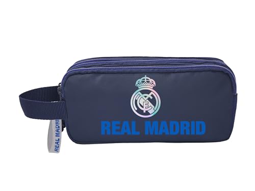 CYPBRANDS- Real Madrid, Estuche, Portatodo Triple, Material Escolar, Color Gris, Producto Oficial