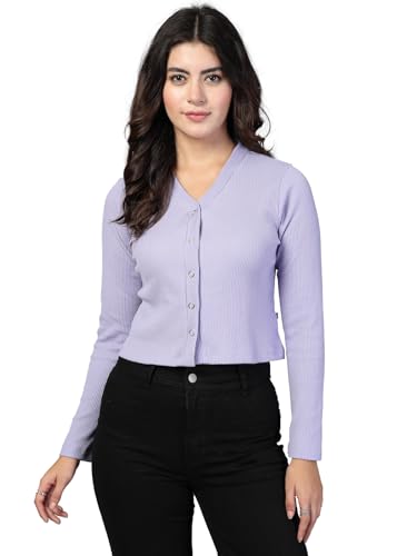 Image of Rigo Casual Wear V Neck Rib Knit Top for Women | Slim Fit Long Sleeves Western Tops for Women