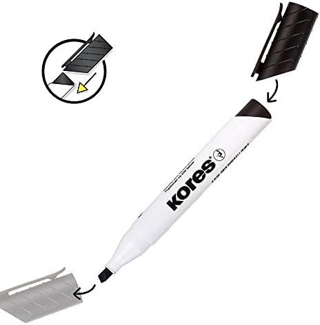 Kores - K-Marker XW2: Coloured Whiteboard Marker Pens with Chisel Tip, Dry Wipe and Low-Odour Ink, School and Office Supplies, Set of 6 Assorted Colours