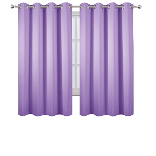 Image of LEMOMO Lavender Blackout Curtains 66 x 63 Inch Length /Set of 2 Curtain Panels /Thermal Insulated Room Darkening Blackout Curtains for Bedroom