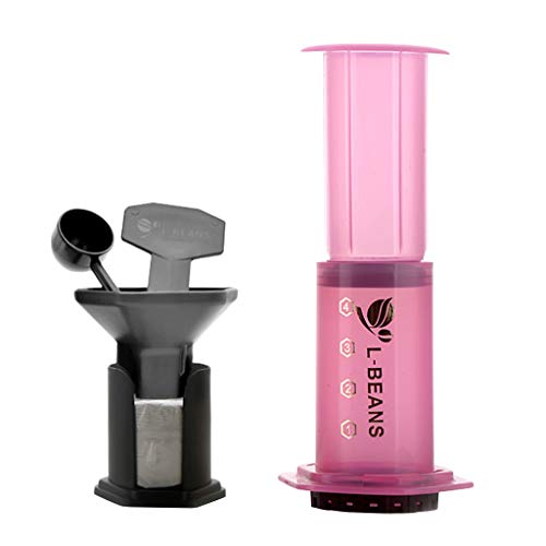 HEAVY DRIVER® French Press Coffee Maker Manual Coffee Pot w/Spoon for Home Travel Camping Pink