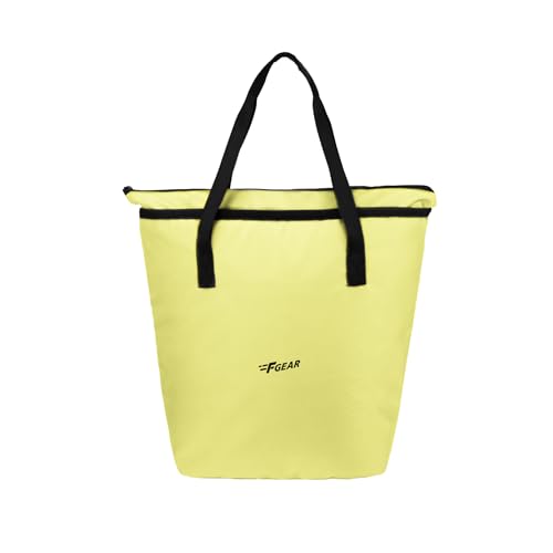 Image of F Gear Flex Light Yellow Tote Bag for Women|Handbag with 1 Spacious Compartment & Inside 2 Pockets|Zip Closure, Premium Finish|Lightweight & Durable|Shopping, Stylish Office, Travel, College Tote