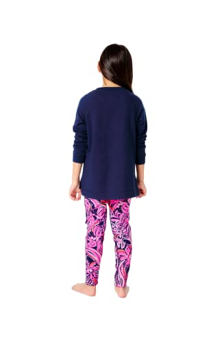 Lilly Pulitzer Mini Weekender Leggings in Low Tide Navy Flirty Fins and Feathers (Girls L)4