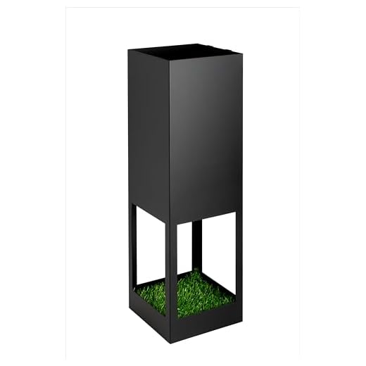 Neustein Portaombrelli moderni in metallo per casa e ufficio, design Prato, 2 ganci, tappetino scolapiatti erba sintetica estraibile, 15,5 x 15,5 x 49 cm, nero, quadrato