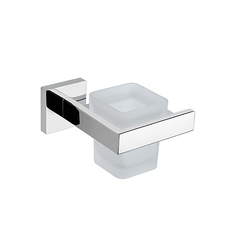 Portaspazzolino da Denti Portaspazzolino da Denti da Parete Bicchiere in Vetro Smerigliato con Supporto Lucido, Montaggio a Vite: G(Silver)
