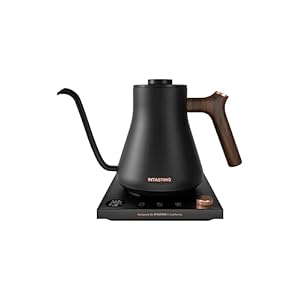 Electric Kettles, INTASTING Gooseneck Electric Kettle, ±1℉ Temperature Control, Wooden Accents, Stainless Steel Inner, Quick Heating, for Pour Over Coffee, Brew Tea, Boil Hot Water, 0.9L Black