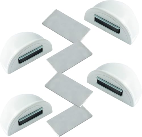 Fermaporta magnetico - Fermoporta da pavimento 4 pezzi - Fermaporte da terra adesivi - Blocca porta da pavimento bianco - Paracolpi porta