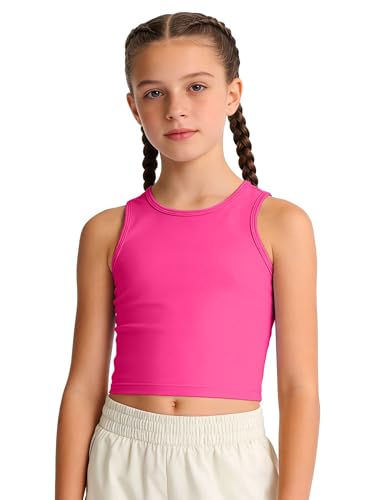Image of HASMES Girls Athletic Tank Tops Sleeveless Basic Dance Crop Tops for Kids