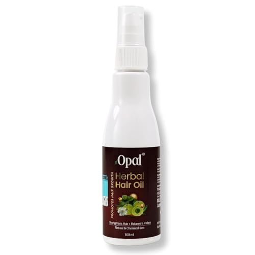 Image of Opal Herbal Hair Oil 100ml | Ayurvedic Hair Oil for Hair Growth & Hair Fall Control | Bhringraj, Brahmi, Amla | Hair Growth Oil for Men & Women | For Dry, Frizzy Hair & Dandruff | Natural & Chemical Free
