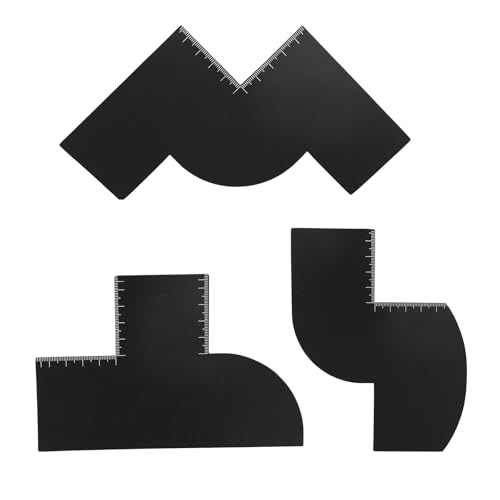 lasuroa 3pz Carte Miglioramento Barbiere con Indicatori di Misurazione, 3 Forme Strumento Modellare l'Attaccatura dei Capelli Modello Barba Nero Strumenti Riutilizzabili Bordo Spray Colorato per Uomo