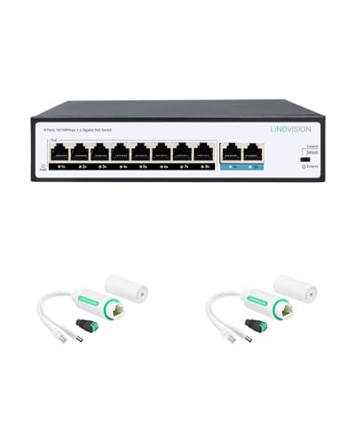 LINOVISION 8 Ports POE Switch and DC12V Waterproof POE Splitter miniatura 1