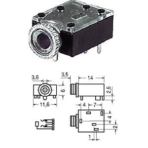 PRESA JACK 3.5 STEREO DA PANNELLO DOPPIO INTERRUTTORE