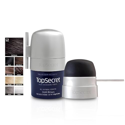 Top Secret Fibras de construcción para engrosar el cabello, relleno de cabello natural e indetectable, para hombres y mujeres, rellena instantáneamente el cabello fino y delgado, resistente a la