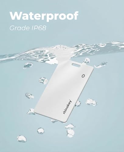 Image of Rhinokey Wallet Tracker Card Works with Apple Find My (iOS Only) Slim 0.07in Rechargeable IP68 Waterproof Tracker Item Finder Card with Keychain Hole. (1 Pack - iOS - White)