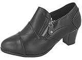 Cushion Walk Women's Faux Leather Standard Or Wide Fit (EEE) Low Block Heel Ankle Boots Shoes (Black, UK Footwear Size System, Adult, Women, Numeric, Wide, 5)