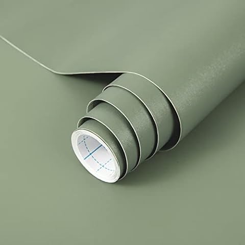 practicalWs Sage Green Wallpaper Stick and Peel Green Contact Paper 17.7'' x 118.1'' Green Removable Wallpaper Self-Adhesive Vinyl Solid Wallpaper for Bedroom Kitchen Cabinets Cover