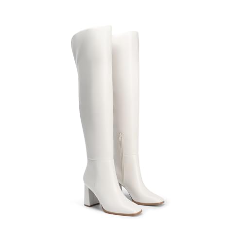 DREAM PAIRS Women's Tall Over the Knee Boots Thigh High Fall Block Chunky Heeled Knee High Long Boots with Fashion Square Toe and Side Zipper3