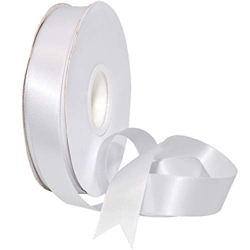 Morex Ribbon Double Face Satin Ribbon 7/8 X 50 YD White Ribbon for Gift Wrapping Birthday Gift Cards Satin Dress for Women Silk Ribbons for Crafts Wedding Gifts for Couple