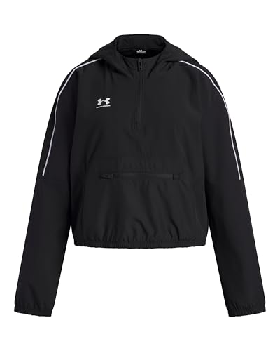 Under Armour Niña Challenger Anorak, Chaqueta Impermeable Repelente al Agua para Actividades al Aire Libre, Chaqueta Deportiva Transpirable y cómoda con bolsillosBlack / / White,YSM