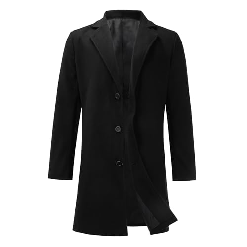 Mens Trench Coat Big and Tall Notched Lapel Single Breasted Pea Coats Business Button Down Jackets Fall Work Topcoat3