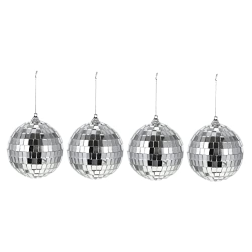 GOOHOCHY 4pcs Disco Ball Ornament Reflective Glass Spheres for Party Decorations Neon Table Decorations for Birthday Wedding Bachelorette Party