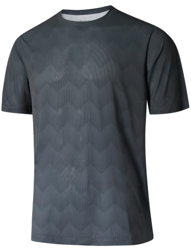 Image of iCKER Men’s T-Shirts Gym T Shirts for Men Sports Quick Dry Running Tops Moisture Wicking Athletic Short Sleeve Breathable Workout T-Shirt,Black TX044,XL