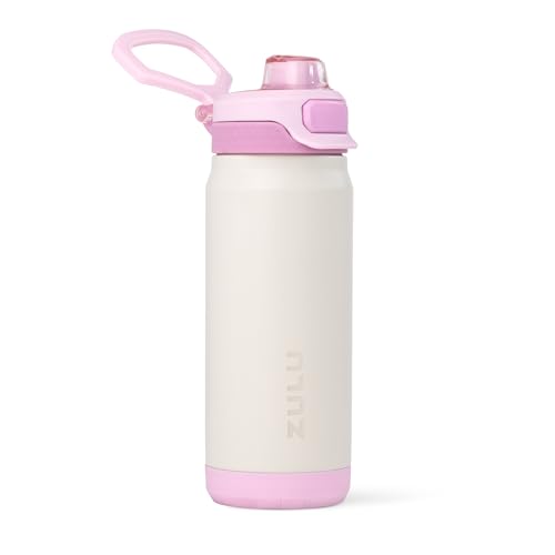 Image of ZULU Powerfill Pro 18oz Kids Stainless Steel Water Bottle with Quick Fill Lid, Triple Wall Vacuum Insulated, Leak Proof Locking Lid, Sip & Chug, Reusable, BPA Free, Dishwasher Safe, Ivory Blush