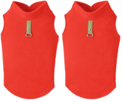 Image of Gooby Fleece Vest Dog Sweater - Pumpkin, X-Large - Warm Pullover Fleece Dog Jacket with O-Ring Leash - Winter Small Dog Sweater Coat - Cold Weather Dog Clothes for Small Dogs Boy or Girl (Pack of 2)