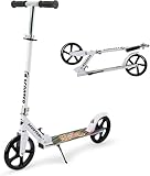 Kick Scooter for Ages 6+, Kids, Teens & Adults. Max Load 240 LBS. 8IN Big Wheels for Kids, Teens & Adults, 3 Adjustable Levels (White)