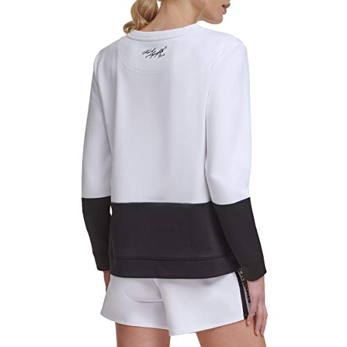 Karl Lagerfeld Paris Womens Long Sleeve Graphic Crewneck Sweatshirt, White/Black, X-Small Us #TOP2