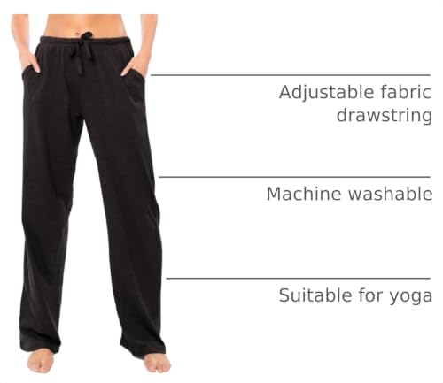 Image of Sexy Basics Women's Soft Flex 100% Cotton Knit Pajama Pants | Lounge Sleep Bottoms | Drawstring & Pockets| Multi Packs