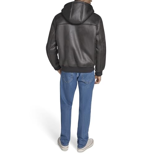 Levi's Men's Buffed Cow Faux Leather Hoody Bomber4