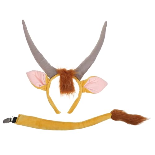HEALSOPTHY Costume de Corne D'animal pour Garçon et Filles avec Bandeau à Cornes D'antilope et Queue en Tissu, Facile à Porter, pour Fête et Cosplay Adorable