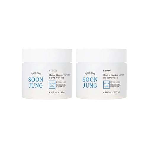ETUDE SoonJung Hydro Barrier Cream Big Size 1+1 Set, Face Moisturizer for Sensitive Skin, 92.2% Hydrating Ingredients, Low pH Level 5.5, Dermatologically Tested, Korean Skin Care, Beauty (8.80 Fl Oz)
