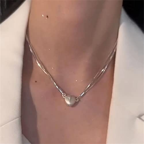 Hwzqdj Womens Magnetic Heart Necklace Fashion Metal Gloss Clavicle Chain Jewelry, Elegant No Fading Dating Necklace Pendant #TOP2