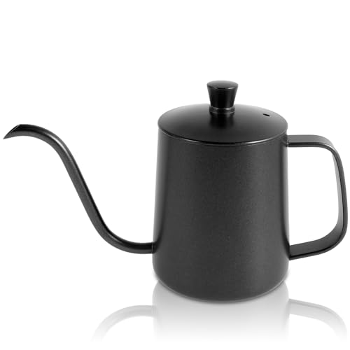 350ml Spout Coffee Tea Pot, Pour Over Kettle, Gooseneck Tea Kettle, Stovetop Gooseneck Kettle, Multifunctional Pour Over Coffee Kettle for Home Office (black)
