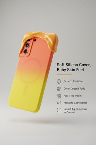 Image of amazon basics Gradient Mag-Safe Case for Samsung Galaxy S21FE 5G | Soft Silicone Shockproof Cover with Camera Protection | Slim Lightweight Design | Smooth Touch & Durable - Orange & Yellow
