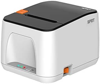 SPRT SP-POS 887 E POS Receipt Printer, white with black top and orange button, viewiš priekinio kairiojo kampo.