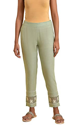 Image of W for Woman Women's Slim Fit Mid Rise Strechable Slim Pants | Trousers