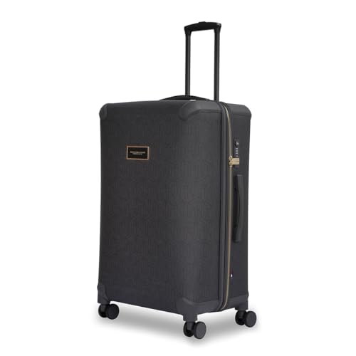 Image of Tommy Hilfiger Jazz Large Soft Luggage - Grey |Check-in Trolley Bag with TSA Lock | 360 Spinner Double Wheels | Telescopic Handle | Expandable | Polyester Shell Suitcase | 115L Capacity | 78cm