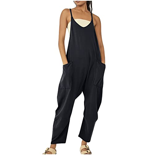 Jumpsuit Damen Sommer Latzhose Lang Oversize Cargohose Arbeitshose...
