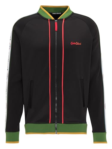 Carlo Colucci Retro Sweatjacke mit Stehkragen Schwarz S
