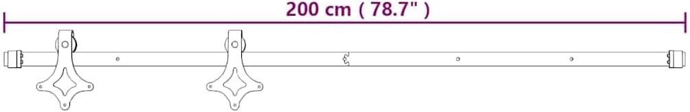 Diagram showing sliding rail length: 200 cm