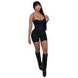 ECHOINE Womens Sexy Short Pants Jumpsuit - Summer Spaghetti One Piece Bodycon Romper Clubwear Black
